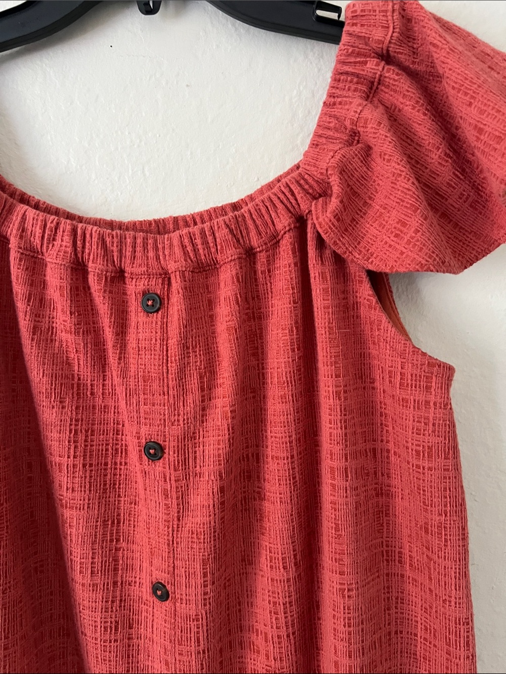 Like New! MADEWELL Texture & Thread Off-the-Shoulder Dress Spiced Rose M - Picture 6 of 15